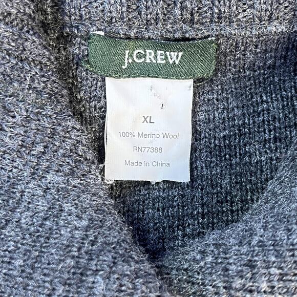 J.Crew Sweater Womens XL Gray Shawl Collar Merino Wool Button Ribbed Cardigan - Picture 2 of 8